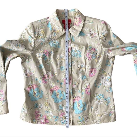 Oscar de la Renta Floral Button Down Jacket Size 12 - Picture 9 of 13